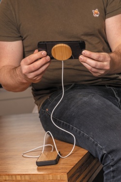 Logotrade advertising product picture of: 10W bamboo magnetic wireless charger